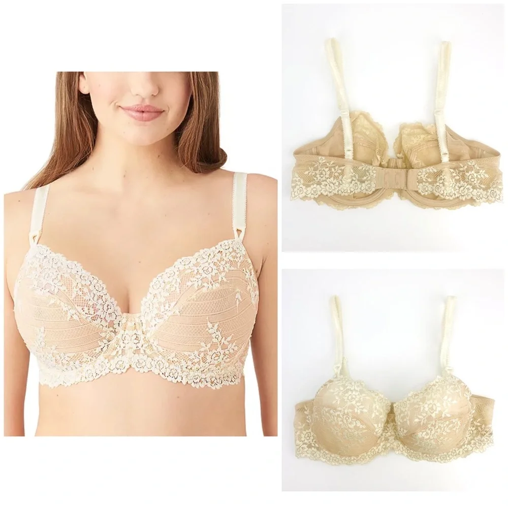 Wacoal Embrace Lace Underwire Bra 65191 Tan Ivory